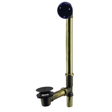 Westbrass 22" 17-Ga. Tip-Toe Drain Bathtub Waste Assembly with Patented Deep Soak Overflow, Oil Rubbed Bronze 7931817CHM-12